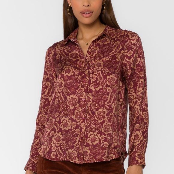 Velvet Hearts BENNETT SANGRIA FLORAL SHIRT M - Picture 7 of 12